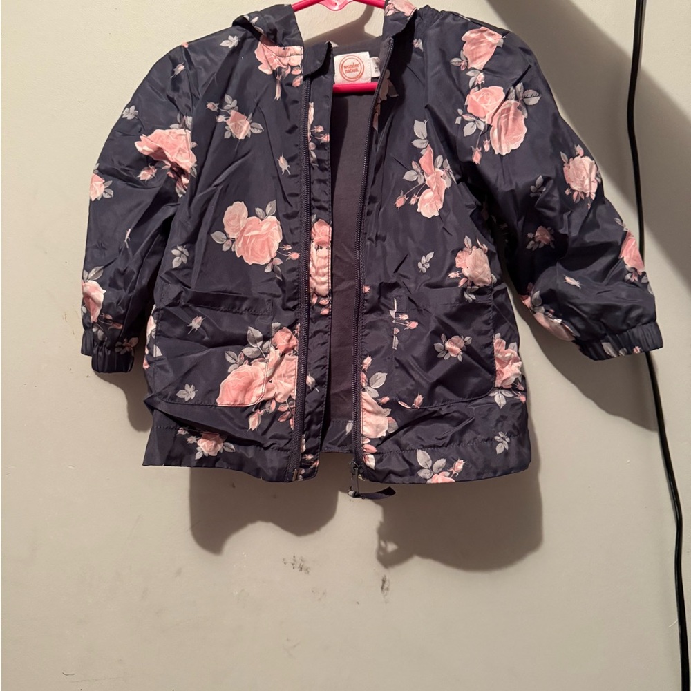 Wonder Nation Floral Raincoat - Navy and Pink